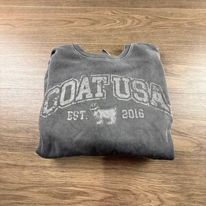 GOAT USA Mens Crewneck Sweatshirt Gray Graphic Cotton Blend Size Small Lacrosse